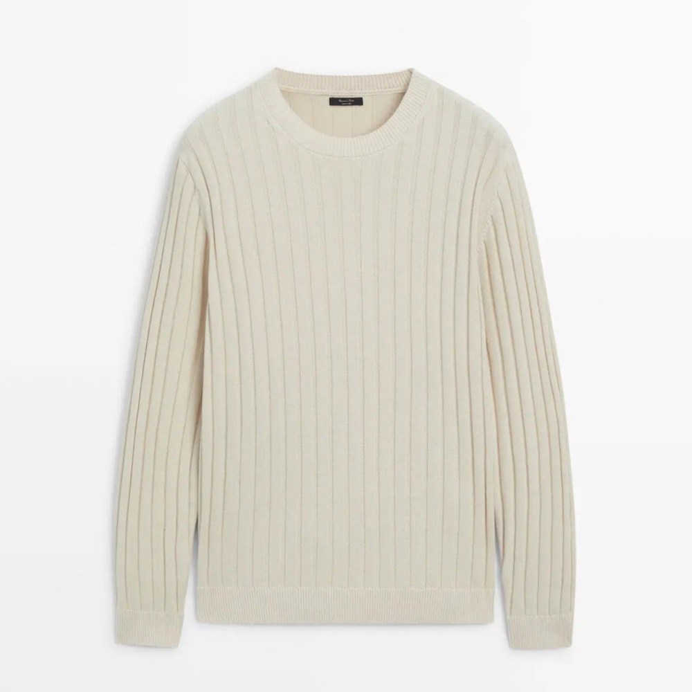 MASSIMO DUTTI Cream Ribbed Sweater